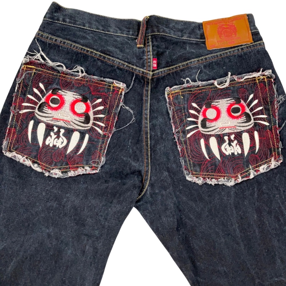 Red Monkey Company Jeans Mens 32 Indigo Japanese Daruma Embroidered Selvedge